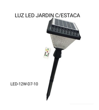 LUZ LED solar JARDIN CON ESTACA CUADRADO LED-12W-D7-10