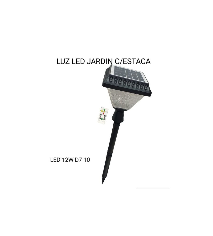 LUZ LED solar JARDIN CON ESTACA CUADRADO LED-12W-D7-10