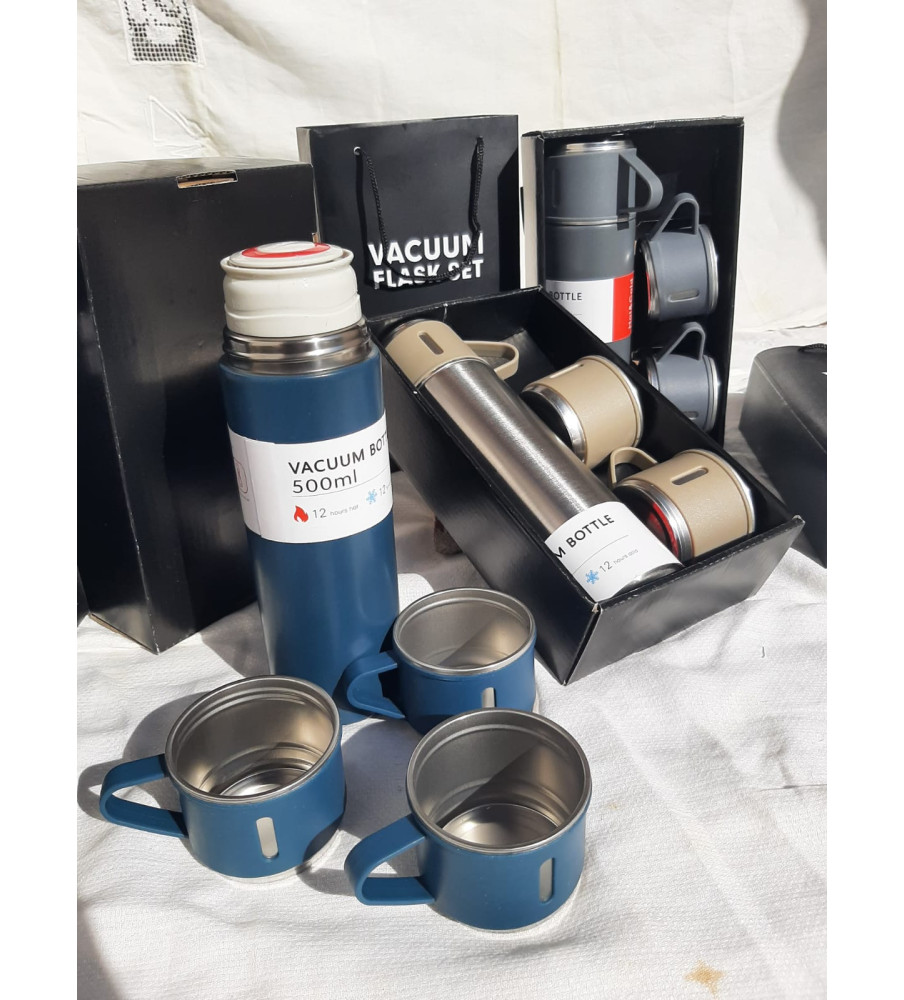 KIT Set 500ml Termo VACUUM Acero Inoxidable en colores. + 3 Tazas