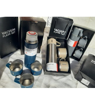 KIT Set 500ml Termo VACUUM Acero Inoxidable en colores. + 3 Tazas